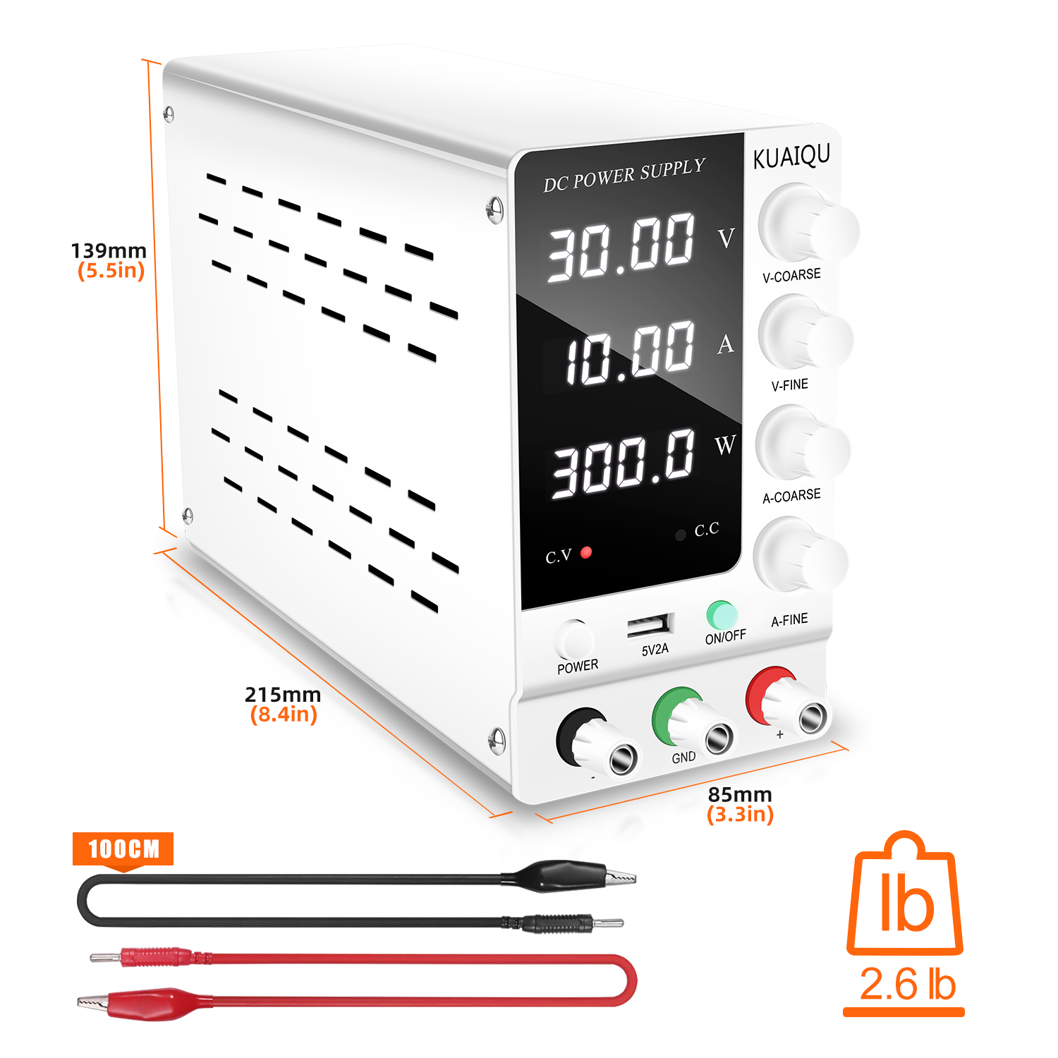 KUAIQU Lab DC Power Supply 30V - High Precision Adjustable Lab Power Supply 120V 3A recension och pris